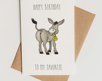 Funny Birthday Card Printable – Donkey Pun Card, Instant Download