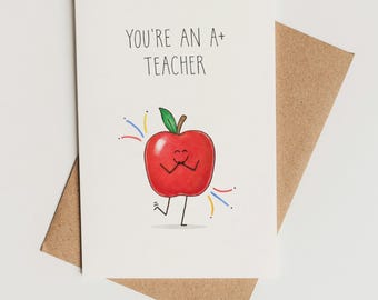 Teacher Appreciation Card Printable – Apple Teacher Card, Instant Download