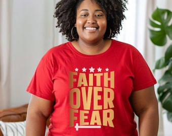 Faith over Fear Unisex Softstyle T-Shirt, Inspirational Tee, Christian Shirt, Religious Clothing, Motivational Top
