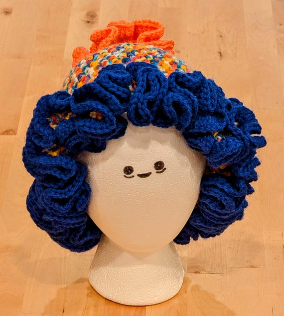 Blue and Orange Confetti Ruffle Hat - Etsy display picture 2