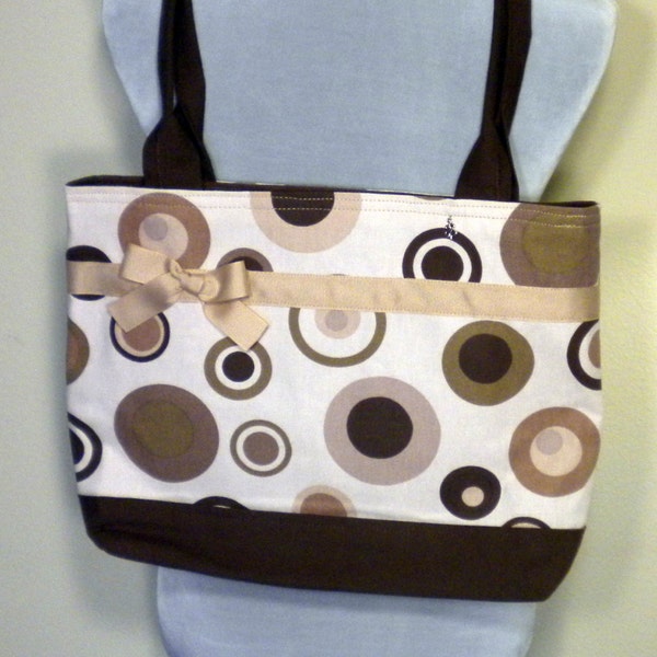 Susan Bag Latte Bubbles Print, Size Small, Market Bag, Laptop Bag, Canvas Tote, Library Bag, Shopping Bag