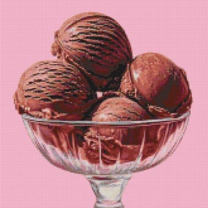 Chocolate Ice Cream Cross Stitch Pattern: Retro Dessert Embroidery (Digital PDF Download