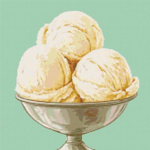 Vanilla Ice Cream Cross Stitch Pattern: Dessert Kitchen Decor (Digital Download)