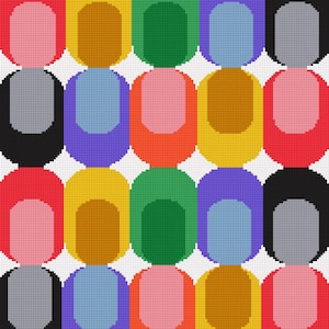 Retro Ovals Cross Stitch Pattern | Colourful Modern Geometric PDF | Mid Century Wall Art Embroidery | Digital Download Craft Design
