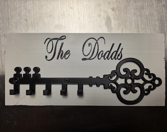 Modern Rustic Key Holder with Customizable Family Name