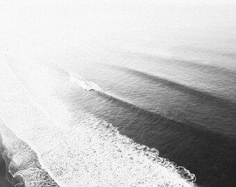 Hermosa Dreaming - black and white surf print, wave photo black white, Costa Rica aerial surf wave print, surf art minimalist, vintage surf