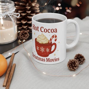 Christmas Mug: Hot Cocoa & Candy Cane - Festive Holiday Drinkware
