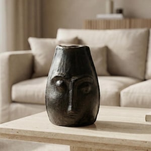 Face Shaped Vase Recognized by UNESCO, Sejnane Pottery, North African Pottery, Clay Art, Gift