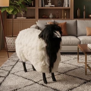 Wooden Sheep Statue, Chair, Rustic Farmhouse & Cottage Decor, Statement Piece, Home Accent, Lalanne