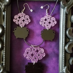 Witches Cauldron Neckalce and Earring Set