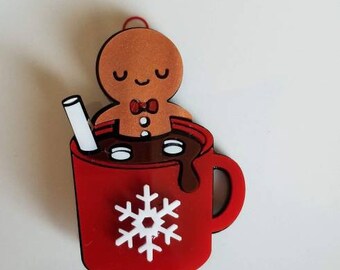 Acrylic Gingerbread Man Brooch
