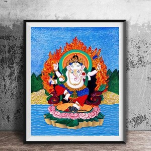 Ganesh Thangka Malerei Wandkunst Hindu Elefant Kopf Buddha Etsy