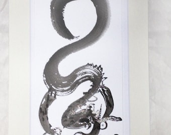 Dragon - Chinese Zodiac Year of the Dragon  Zen Art Sumi Original Painting, 6 x 9, zen illustration