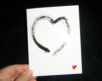 Heart card, Enso, Zen brush Circle, Engagement, Valentines. Zen Greeting Card, Love, thank you card, birthday card, sympathy card