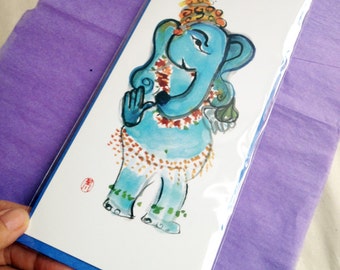 Ganesh Card, Hindu Deity Custom Birthday Post-Card - Elephant Ganesha, zen art