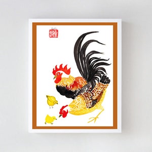 絵画 Year of the rooster Year of the Rooster Art Print | Chinese Zodiac Animals