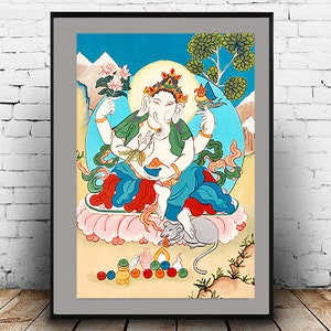 Ganesh Thangka Malerei Wandkunst Hindu Elefant Kopf Buddha Etsy