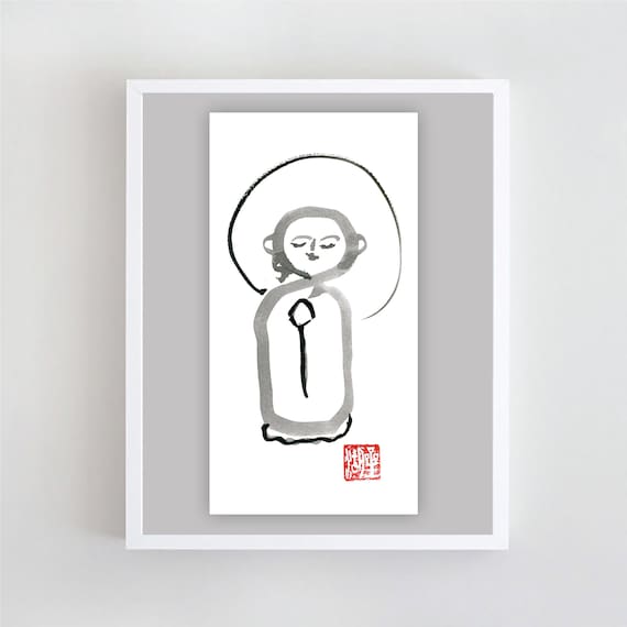 地蔵菩薩墨絵：禅アートの原画 - Etsy 日本