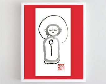 地蔵菩薩墨絵：禅アートの原画 - Etsy 日本