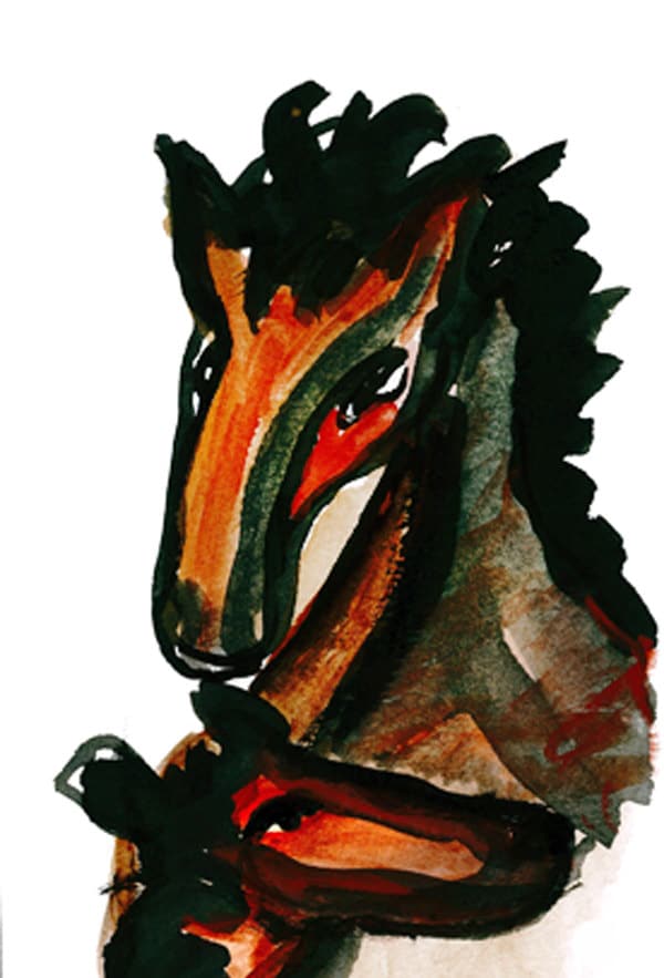 中国の旧正月を祝う馬の水彩画：禅墨絵 - Etsy 日本