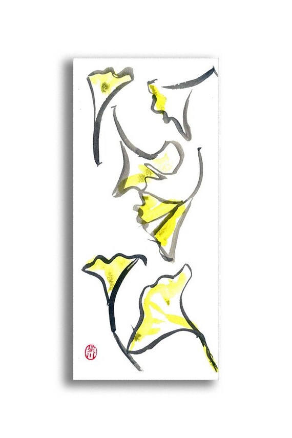 Items similar to Zen Brush Painting Golden Wind Zen Art Watercolor