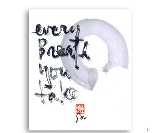 Enso, Zen art Circle, Calligraphy print wall art, unique enso painting, zen decor, taoist yoga painting, japan style, inspirational art