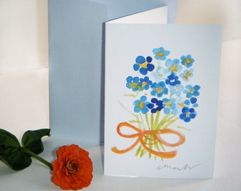 FORGET-ME-NOT custom note cards. watercolor flowers, thank you notes, wedding notes, shower card, sympathy card, love card, valentine's day