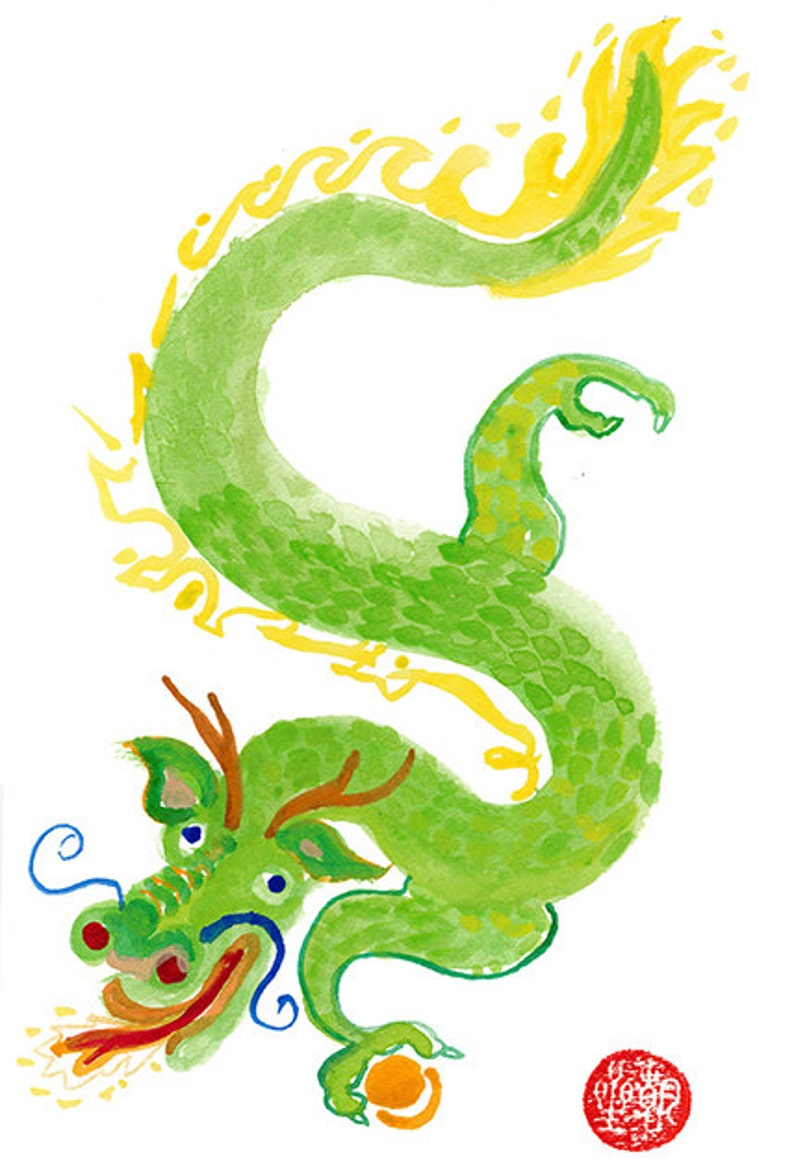 Green Chinese Dragon Zen Dragon Chinese New Year of the | Etsy