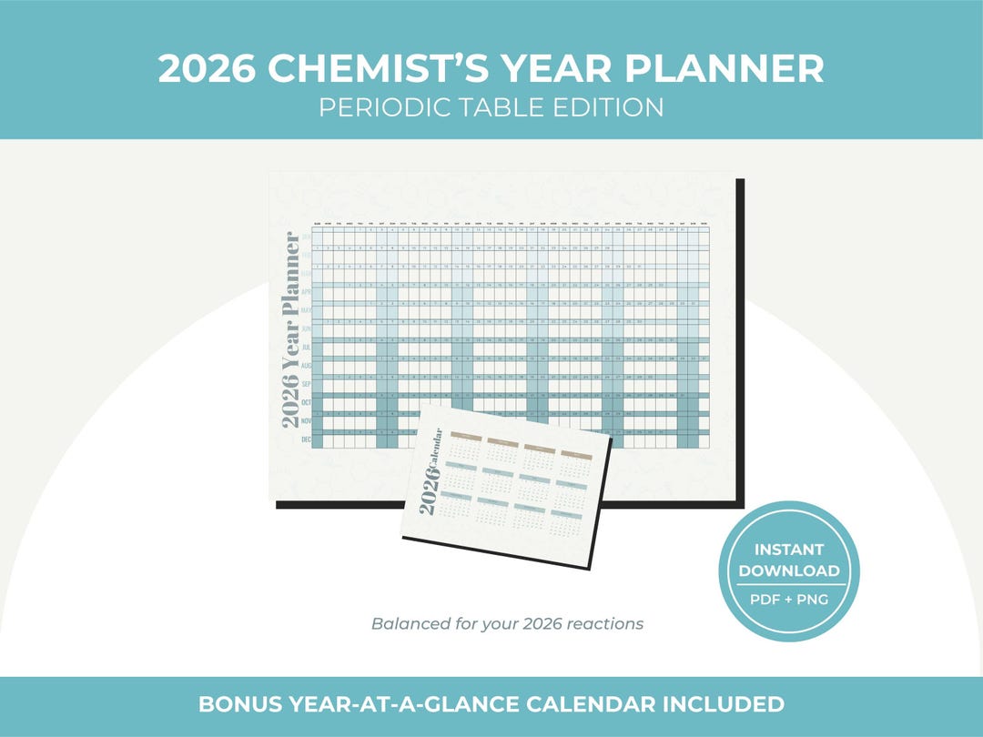 2026 Periodic Table Year-at-a-glance Planner | Printable Yearly ...