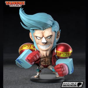 Resin Collectible Figurine - Chibi Franky - Manga Character - Hand Painted - Made to Order, 3D Printed.