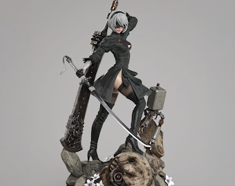 Resin collectible figurine - 2 B nier Automata - Video Game Character - Hand painted - Made to order, 3D printed.