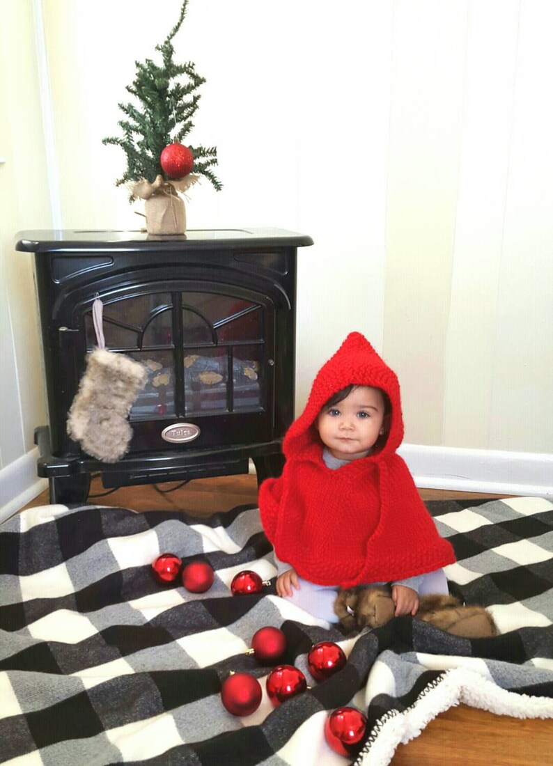 Baby shower Christmas photo prop Baby Christmas outfit Baby girl clothes Baby gift Santa baby Chirstmas baby Red baby poncho