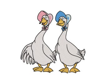 Silly Goose Embroidery Design, Mama Goose Gang With Baby Machine Embroidery, Include 4 Sizes, Download Instant