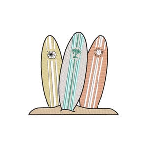 Surfboards Embroidery Design, Trendy Embroidery Designs, Embroidery Pattern, Machine Embroidery Design, Instant Download, Includes 4 Sizes