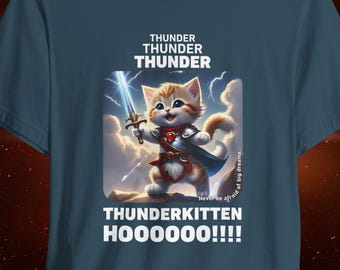 Thunderkitten T-Shirt, Funny Cat Sword Tee, 80s Cartoon Parody