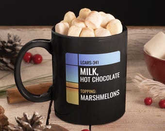Sci-Fi Hot Chocolate Mug, LCARS Style Coffee Mug, Milk Hot Chocolate Marshmelon Mug, Funny Nerd Mug, Geek Gift for Sci Fi Fans, IYKYK