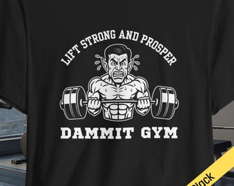 Lift Strong and Prosper Gym Shirt, Funny Alien Workout Tee for Sci-Fi Fans, Valentines Gift for Him  Premium Nerdy Fitness T-Shirt