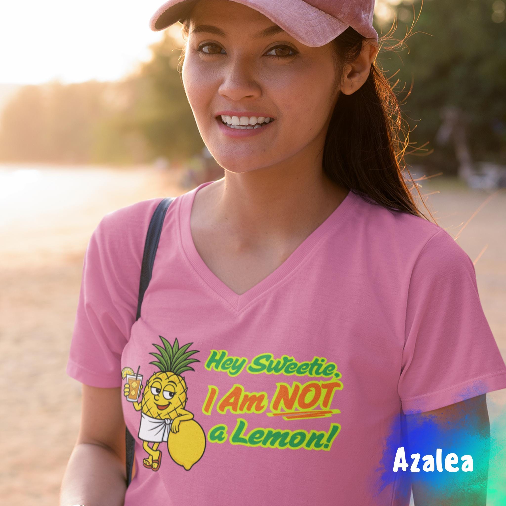 Pineapple Gal V-neck Shirt: Flirty Tee for Women, Iced Tea Tee