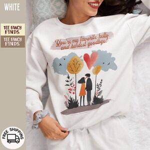 Ulubiony Hello Sweat, Hello Goodbye Tee, Floral Bird Sweat, Cute Bird Flower Top, Lovely Quote Sweat, Hello Goodbye Shirt