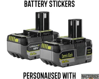 Adesivi personalizzati per batteria Ryobi 18V 2.5Ah ONE+ - Personalizzati con il tuo nome