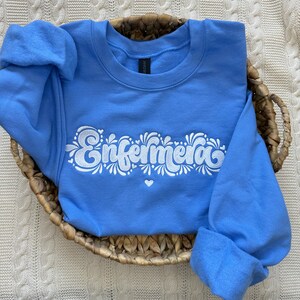 Enfermera Embroidered Sweatshirt: Talavera Design, Mexican Nurse Gift immagine 2