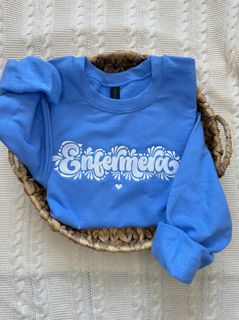 Enfermera Embroidered Sweatshirt: Talavera Design, Mexican Nurse Gift immagine 2