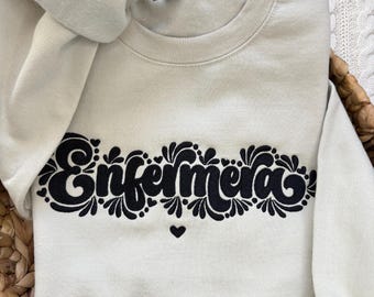 Sweat-shirt brodé Enfermera : design Talavera, cadeau pour infirmière mexicaine