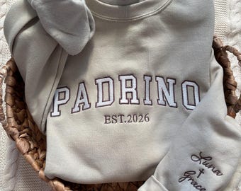 Sweat brodé Padrino | Sweat-shirt parrain | Housse personnalisée | Fête des mères