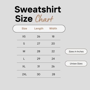 Pu&ograve; includere: Tabella delle taglie di felpa in pollici con misure per XS, S, M, L, XL e 2XL. La tabella mostra la lunghezza e la larghezza di ogni taglia.