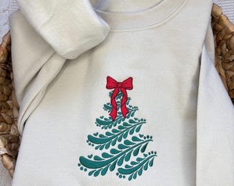 Sweat-shirt brodé arbre de Noël - Design d'inspiration mexicaine - Talavera