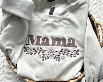 Sweat-shirt brodé Talavera Mama | T-shirt pour maman | Design mexicain | Fête des mères