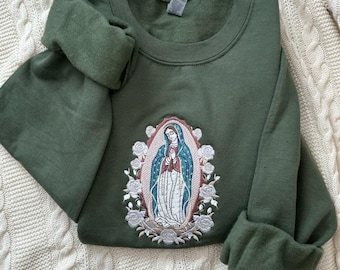 Sweat-shirt brodé Virgen de Guadalupe : col rond Lady of Guadalupe