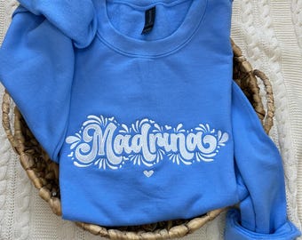 -shirt brodé Talavera Madrina | Sweat-shirt pour marraine | Design mexicain | Fête des mères