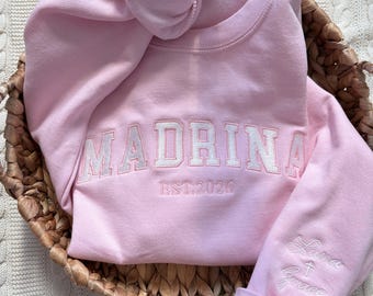 -shirt brodé Talavera Madrina | Sweat-shirt pour marraine | Housse personnalisée | Fête des mères